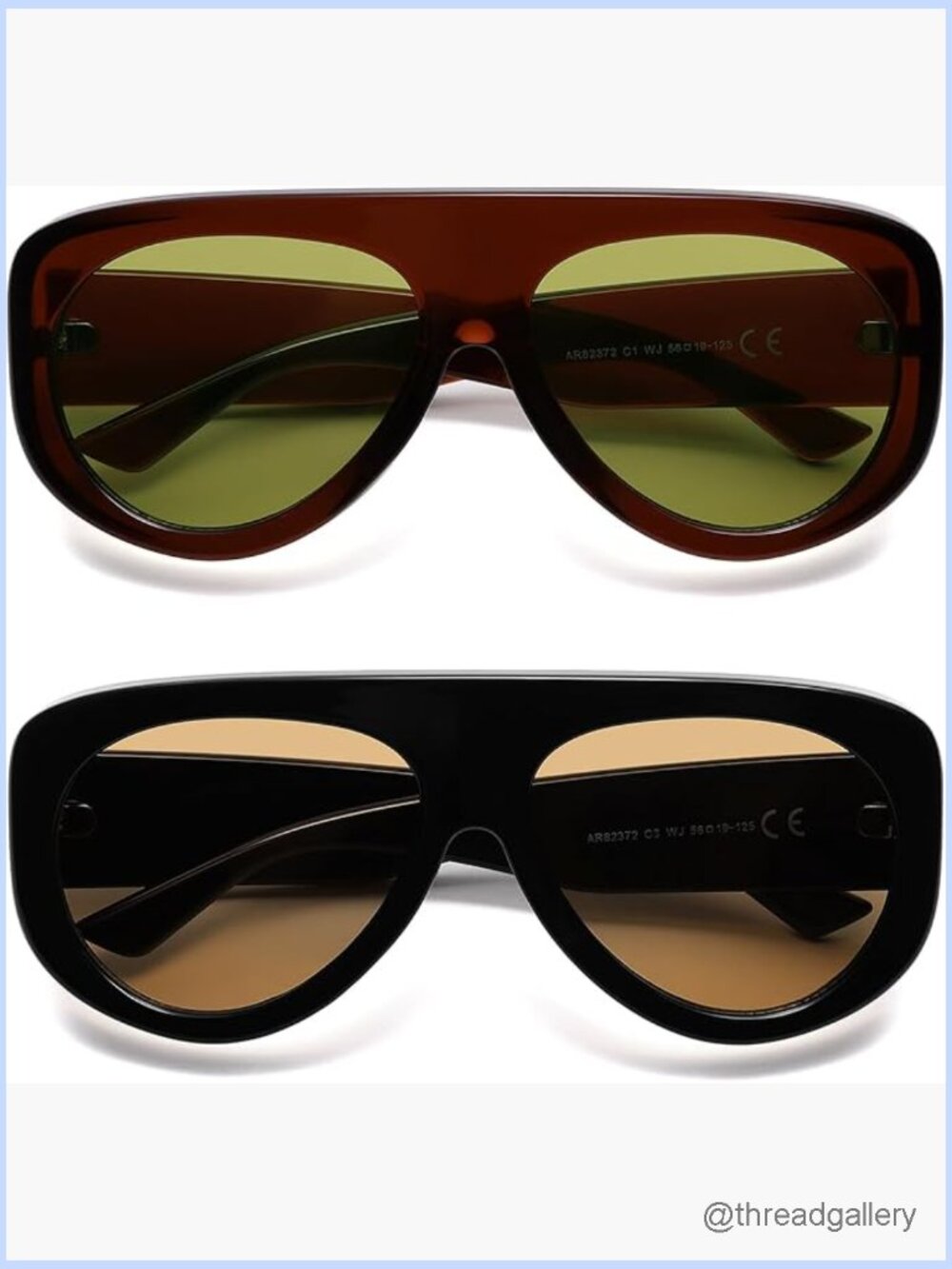 Retro 90s Rectangle Wrap Sunglasses Oversized Frame UV Protection Shades